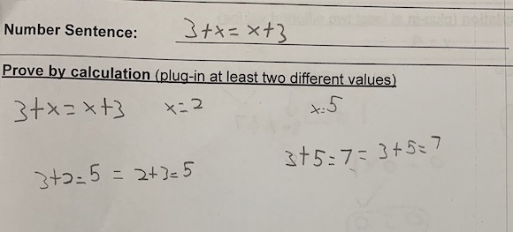 number sentence proof that demonstrates a misunderstanding of equality and the equal sign