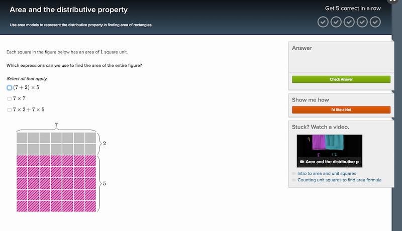 Khan Academy Classroom Problem Set with Hints and Videos