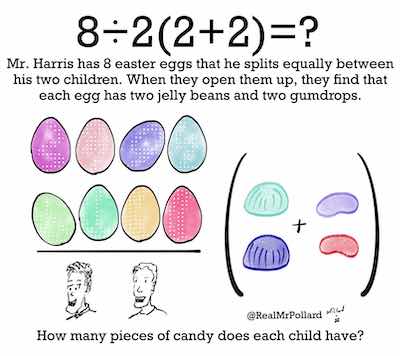 translating the math language in the viral meme to equal 16