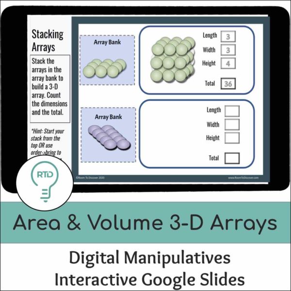 Area and Volume Activities | Digital 3D Arrays Visual Models