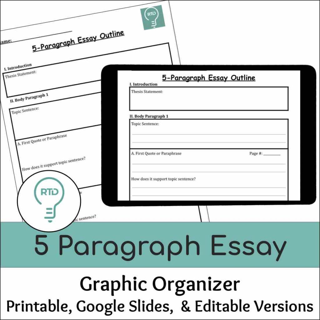 5 paragraph essay graphic organizer free pdf