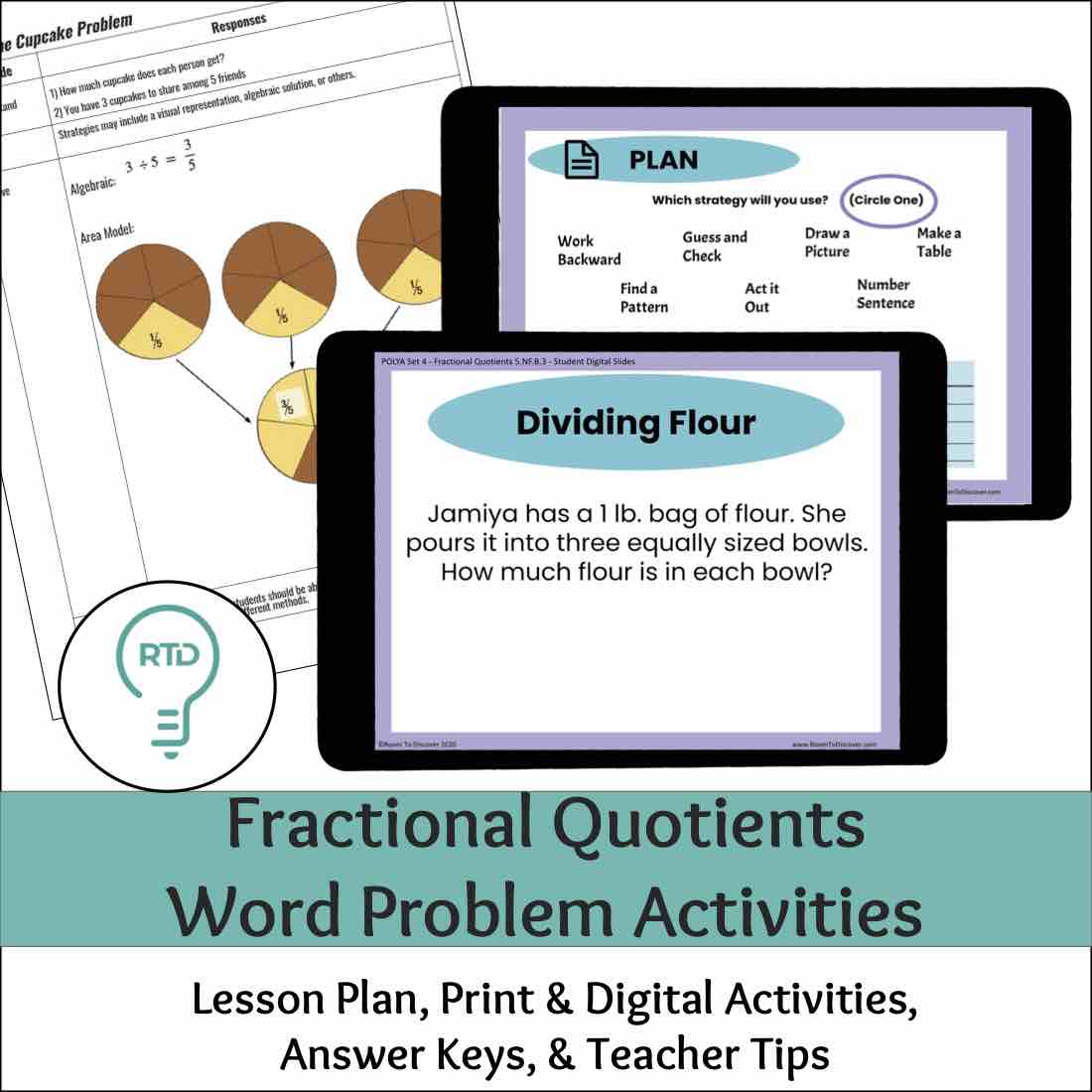 Fractions as Division Word Problems - Complete Digital and Print Lesson