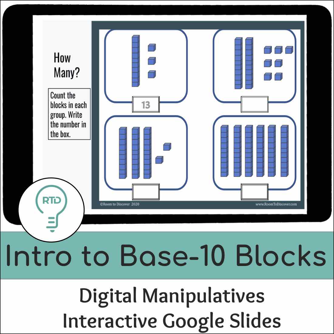 Intro to Base-10 Blocks with 2 and 3 Digit Numbers | Interactive Digital Visual Models