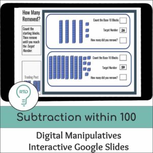 Subtraction within 100 using Base-10 Blocks Activities | Digital Visual Models