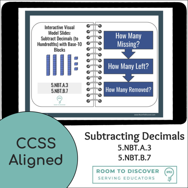 CCSS Aligned Subtracting Decimals 5.NBT.A.3 5.NBT.B.7