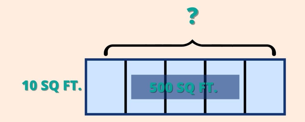 Hallway Problem where the width of the hallway is 10 sq ft, and the area is 500 sq ft. The operator must find the height.